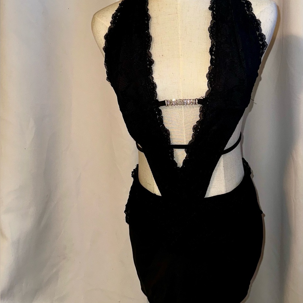 Black Lace Halter Dress